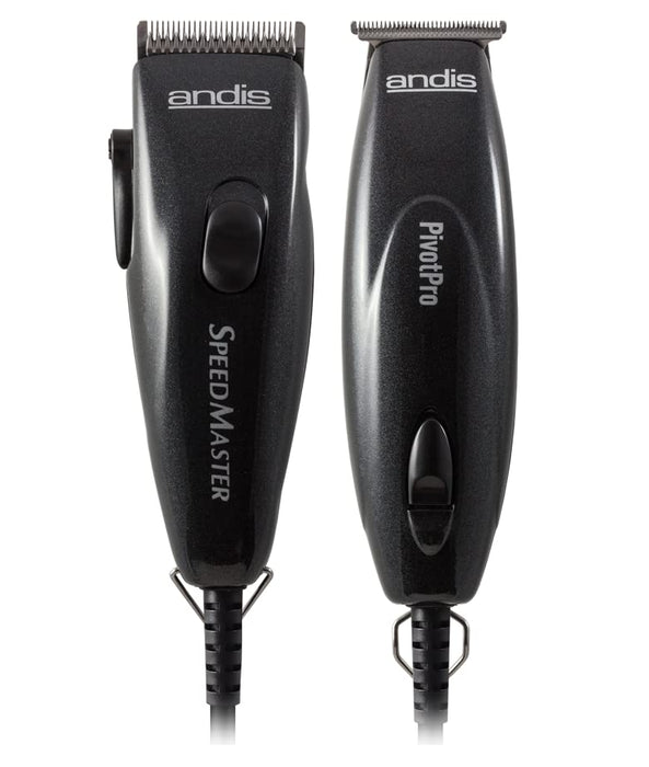 Andis 24075 Professional PivotPro and SpeedMaster Hair Clipper and Beard Trimmer PivotMotor Set, Black Beauty Andis   