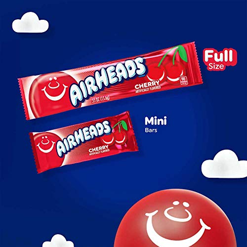 Airheads Candy, Cherry Flavor, Individually Wrapped Full Size Bars, Taffy, Non Melting, Party, Pack of 36 Bars Grocery Airheads   