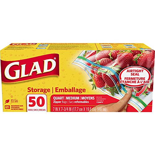 Glad Zipper Food Storage Plastic Bags - Quart - 50 Count ( Packaging may vary ) Grocery Glad   