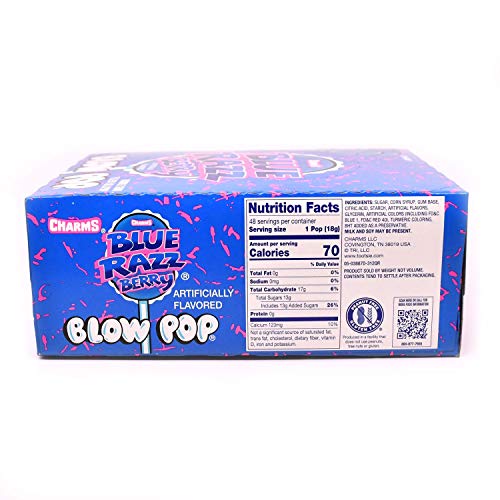 Charms Blow Pops Blue Razz Berry Flavor, 48 Count (Pack of 1) Grocery Charms   