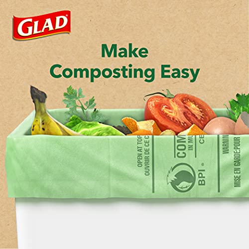 Glad Trash & Food Storage Kitchen Compost Bags 2.6 Gallon 100% Compostable Bag, Febreze Lemon, 44 Count (Package May Vary), Light Yellow (79265) Drugstore Glad   