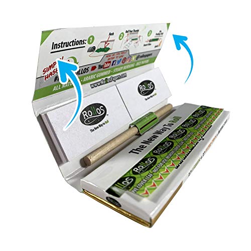 Rollos Rolling Papers and Tips Combo 1 1/4 Size - Gold Edition - 32 Pack Display Box Drugstore Rollos   