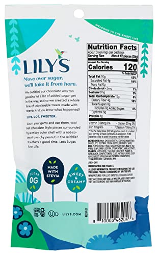 Lilys Chocolate Milk Chocolate Peanut Candy Coated Pieces, 3.5 OZ Grocery Lily's   