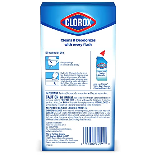 Clorox Ultra Clean Toilet Tablets Bleach & Blue, Rain Clean Scent 2.47 Ounces Each, 4 Count (Package May Vary) Drugstore Clorox   