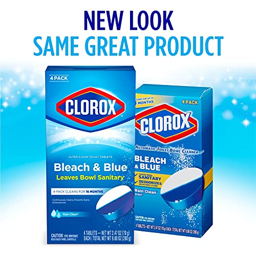 Clorox Ultra Clean Toilet Tablets Bleach & Blue, Rain Clean Scent 2.47 Ounces Each, 4 Count (Package May Vary) Drugstore Clorox   