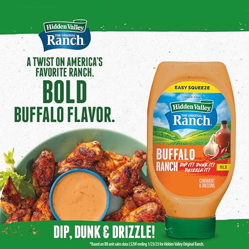 Hidden Valley Buffalo Ranch Topping and Dressing, 20 Fluid Ounce Bottle, Pack May Vary Grocery Hidden Valley   