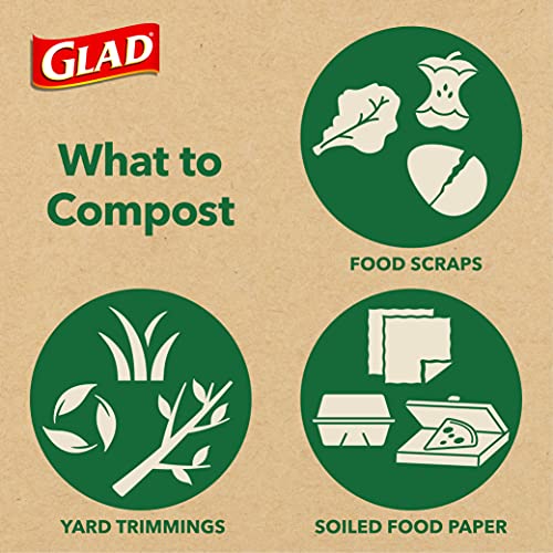 Glad Trash & Food Storage Kitchen Compost Bags 2.6 Gallon 100% Compostable Bag, Febreze Lemon, 44 Count (Package May Vary), Light Yellow (79265) Drugstore Glad   