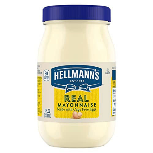 Hellmann's Real Mayonnaise For a Creamy Condiment for Sandwiches and Simple Meals Real Mayo Gluten Free, Made With 100 percent Cage-Free Eggs 8 oz Grocery HELLMANN'S   