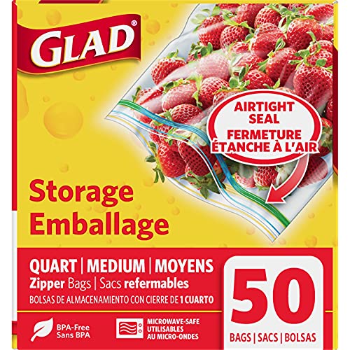 Glad Zipper Food Storage Plastic Bags - Quart - 50 Count ( Packaging may vary ) Grocery Glad   