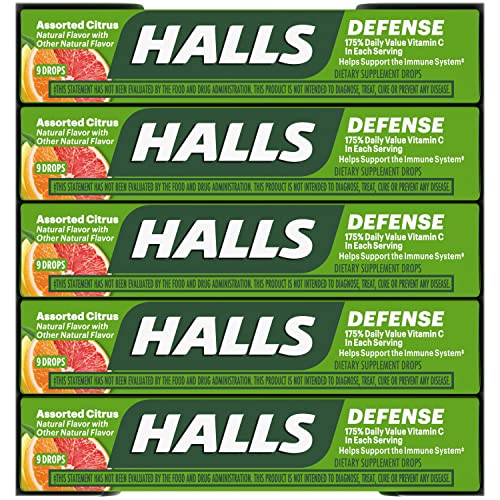 HALLS Defense Assorted Citrus Vitamin C Drops, 20 Sticks of 9 Drops (180 Total Drops) Drugstore Halls   