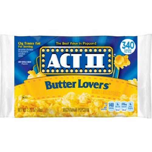 Act 2 Popcorn 36ct Butter Lovers 2.75oz.  Pack of 36 / 2.75oz Popcorn Act 2   