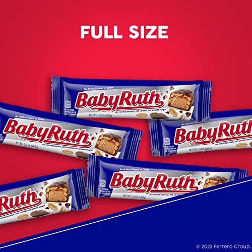 Baby Ruth, Chocolatey, Peanut, Caramel, Nougat, Individually Wrapped Full Size Candy, Great For Halloween Candy, 10.2 Oz, 24 Pack Chocolate Baby Ruth   