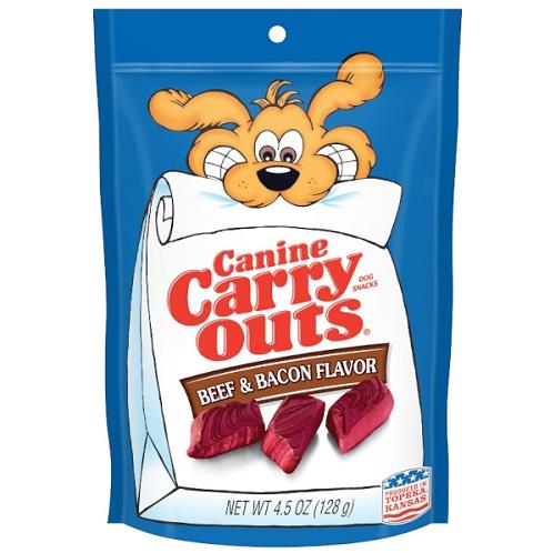 Canine Carry Outs Dog Snacks Beef & Bacon 4.5oz Full case  Pack 12 / 4.5oz. Dog Food Canine Carry Outs   