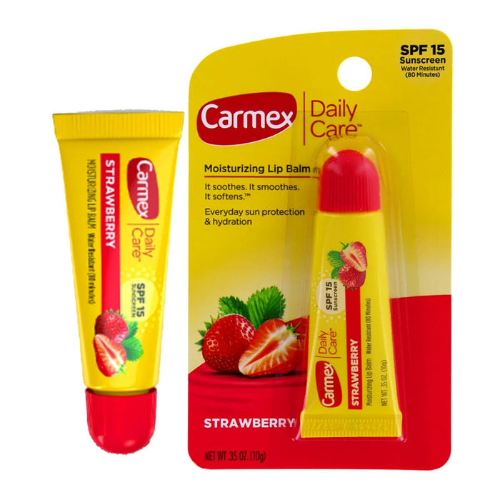 Carmex Lip Balm .35 oz. Strawberry Tube. Lip Balms Carmex   