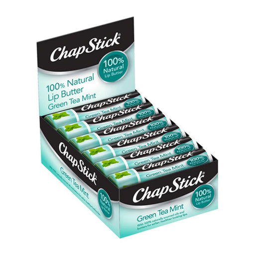 ChapStick Green Tea Mint 100 Percent Natural Ingredients Lip Butter, Moisturizing Lip Balm - 0.15 Oz Lip Balms Chapstick   
