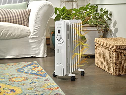 Comfort Zone CZ7007J 1,200-Watt Electric Oil-Filled Radiant Radiator Heater, Permanently Sealed, Never Refill, Adjustable Thermostat, Stay-Cool Handle, Tip-Over Switch & Overheat Protection System Space Heaters Comfort Zone   