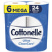 Cottonelle Ultra CleanCare Toilet Paper, 6 Mega Rolls, Strong Bath Tissue (6 Mega Rolls = 24 Regular Rolls) Toilet Paper Cottonelle   