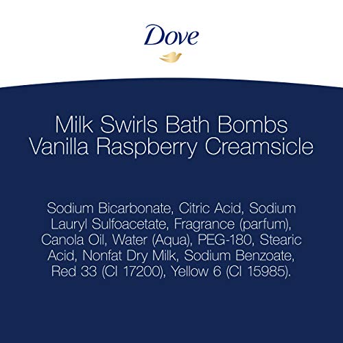 Dove Milk Swirls Vanilla Raspberry Creamsicle Bath Bombs 2.8 oz (Twin Pack) Beauty Dove   