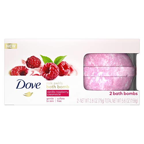 Dove Milk Swirls Vanilla Raspberry Creamsicle Bath Bombs 2.8 oz (Twin Pack) Beauty Dove   