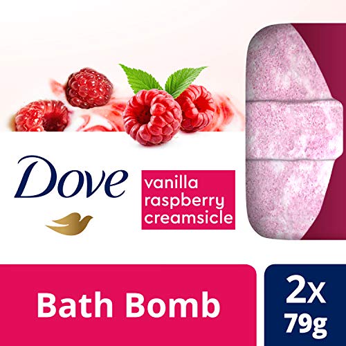 Dove Milk Swirls Vanilla Raspberry Creamsicle Bath Bombs 2.8 oz (Twin Pack) Beauty Dove   