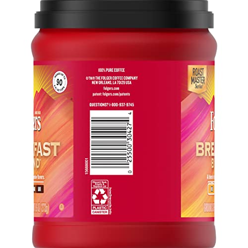 Folgers Breakfast Blend Ground Coffee, Smooth & Mild Coffee, 9.6 Ounce Canister Coffee Folgers   