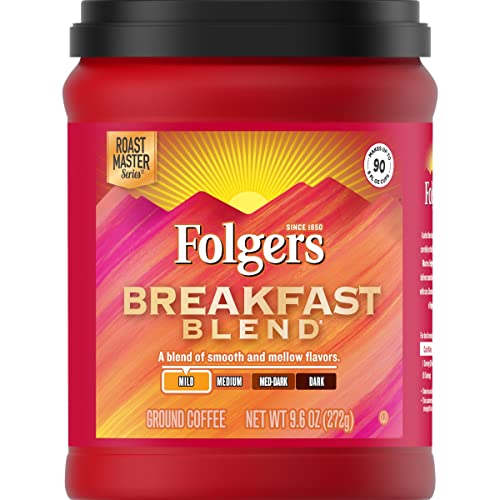 Folgers Breakfast Blend Ground Coffee, Smooth & Mild Coffee, 9.6 Ounce Canister Coffee Folgers   