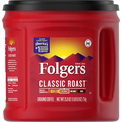 Folgers Classic Roast Ground Coffee, Medium Roast Coffee, 25.9 Ounce Canister Grocery Folgers   
