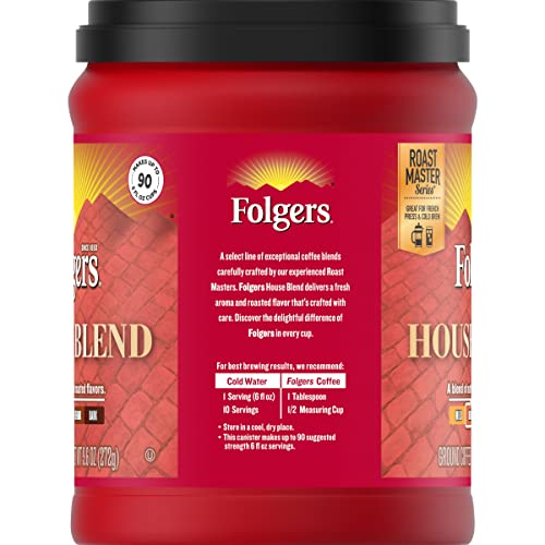 Folgers House Blend Medium Roast Ground Coffee, 9.6 Ounces Coffee Folgers   