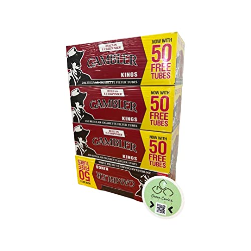 Gambler Regular King Size Filter Tubes 250 Count Box (Pack of 4) with GCC Sticker Filter Tubes Green Caviar Club   