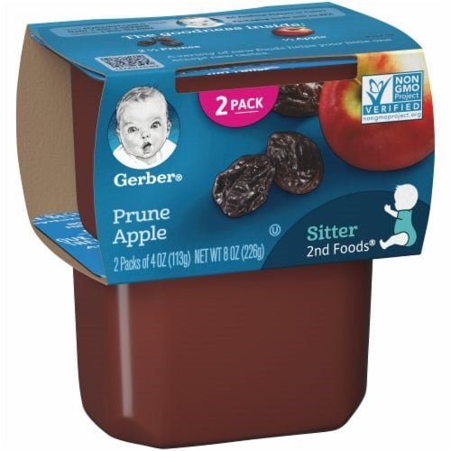 Gerber 2nd Foods Plastic Apple Prune 4oz 8 Pack. Baby Food Gerber   