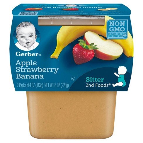 Gerber 2nd Foods Plastic Apple Strawberry Banana 4oz Pack of 8 / 4oz. Baby Food Gerber   