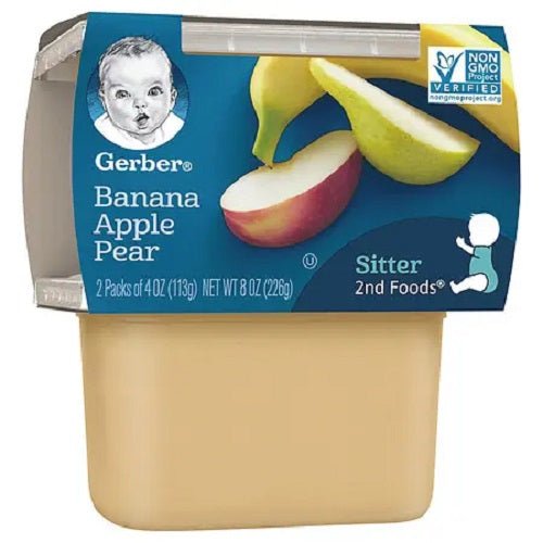 Gerber 2nd Foods Plastic Banana Apple Pear 4oz Pack of 8 / 4oz. Baby Food Gerber   