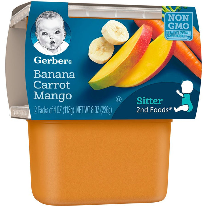 Gerber 2nd Foods Plastic Banana Carrot & Mango 4oz 8 Pack. Baby Food Gerber   