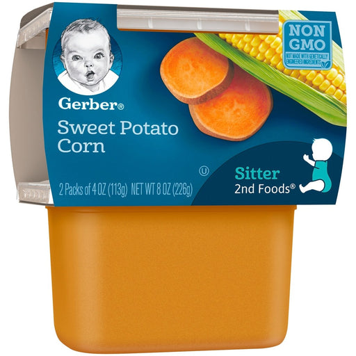 Gerber 2nd Foods Plastic Corn & Sweet Potatoes 4oz Pack of 8 / 4oz. Baby Food Gerber   