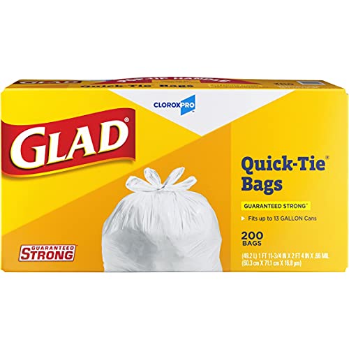 Glad Quick-Tie Tall Kitchen CloroxPro Trash Bags - 13 Gallon - 200 Count (Packaging May Vary) Trash Bags Glad   