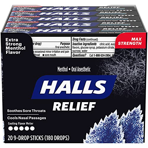 Halls Extra Strength Intense Cool Cough Drops Grocery Halls 9 Count (Pack of 20)  