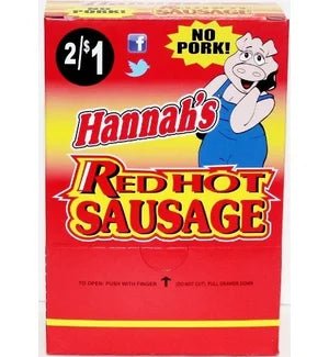 HANNAH'S # RED HOT SAUSAGE. Case Pack: 2/50CT Snack Foods HANNAH'S   