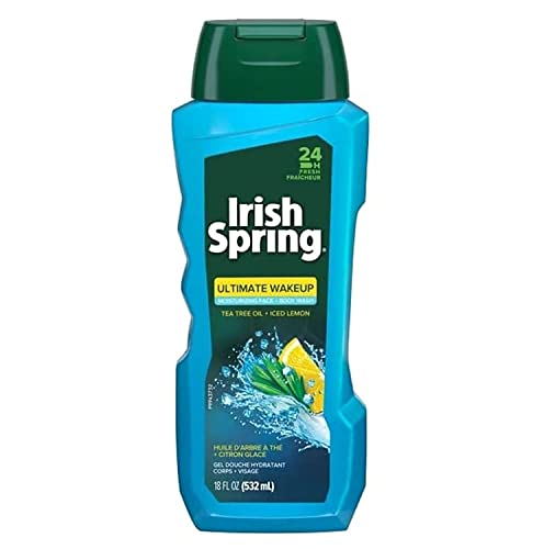 Irish Spring Ultimate Wake Up Tea Tree Face & Body Wash for Men, Moisturizing Body Wash Washes Away Bacteria - 18 Fl. Oz Body Wash Irish Spring   