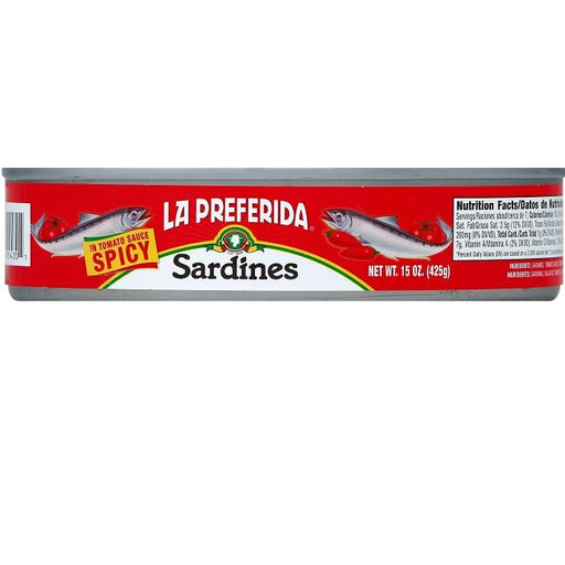 La Preferida Sardines Spicy Tomato Sauce 15oz. Full Case  Pack 24 / 15oz. Canned Seafood La Preferida   