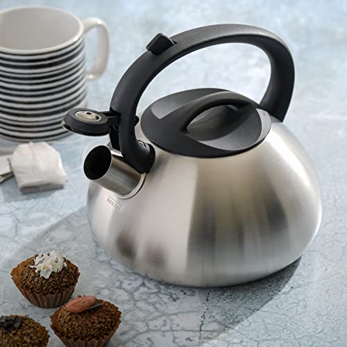 Mr. Coffee Flintshire Stainless Steel Whistling Tea Kettle, Silver, 1.75 qt