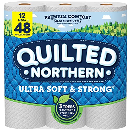 Quilted Northern Ultra Soft & Strong Toilet Paper, 12 Mega Rolls = 48 Regular Rolls, 2-ply Bath Tissue Toilet Paper Quilted Northern   