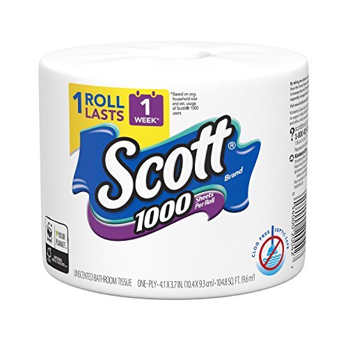 Scott 1000 Sheets Per Roll Toilet Paper, Wrapped Roll, Bath Tissue, 12 Count. Bath Tissue Scott   