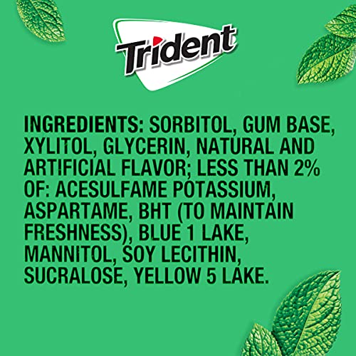 Trident Spearmint Sugar Free Gum, 3 Packs of 14 Pieces (42 Total Pieces) Crewing Gum Trident   