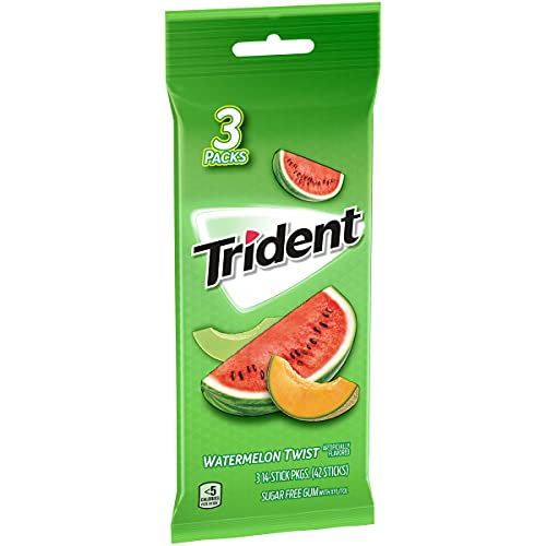 Trident Sugar Free Gum, Watermelon Twist Flavor, 42 Count (Pack of 1) Crewing Gum Trident   