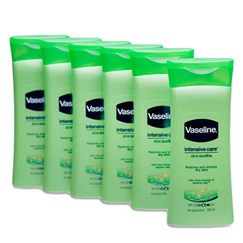 Vaseline Non Greasy Intensive Care Body Lotion, Aloe Soothe 6 Travel Packs x 3.4 Fl.Oz / 100 ML (Flight Friendly Size) Beauty Vaseline   